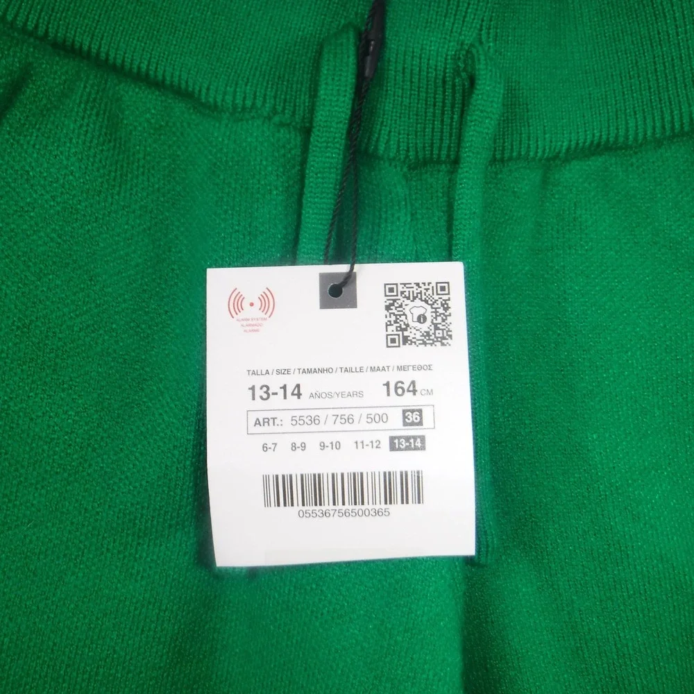 Zara Green Knit Shorts Drawstring Elastic Waist Wide Leg Juniors Size 13-14  NEW